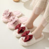 Bow Opening Cotton Slippers Home Plush