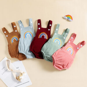 Children’s Clothing Spring And Summer Rainbow Corduroy Romper