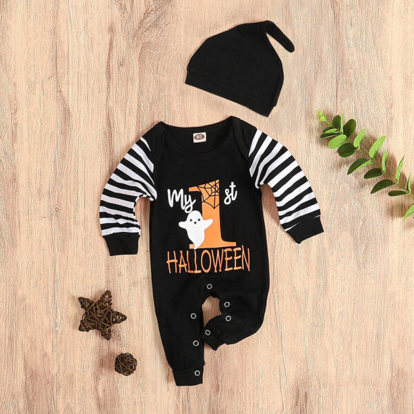 Halloween long – sleeved striped onesie