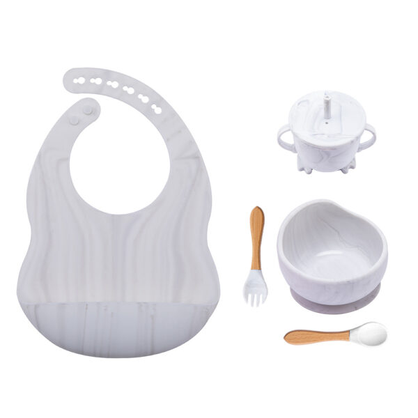 Baby Dinner Plate Children’s Bowl Spoon Bib Set Suction Cup
