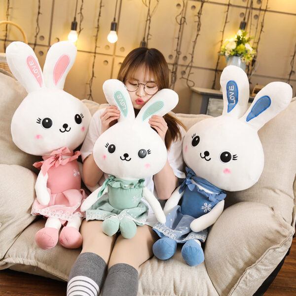 Yarn skirt big white rabbit plush toy