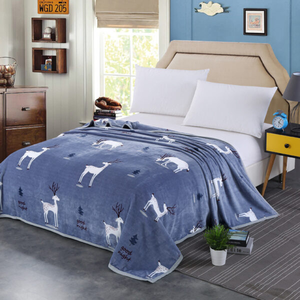 Printed Warm Coral Fleece Thickened Blanket