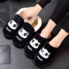 Love cartoon furry wooden floor slippers
