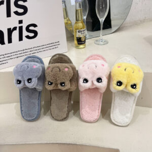 Female Cartoon Flat-bottomed Warm Wool Slippers