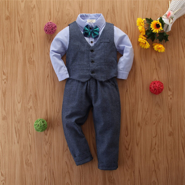 Children’s Clothing Boys’ Gentleman Long-sleeved Shirt And Pants Three-piece Suit