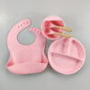 Children’s Silicone Bib Compartment Plate Five-piece Set Baby Food Supplement Training Snack Catcher Baby Tableware Set