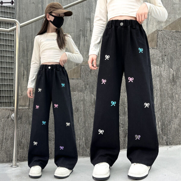 Western Style Wide-leg Pants Children’s Autumn Straight Jeans
