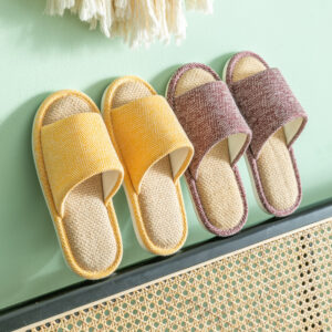 Women’s Linen Flat Slippers Warm Cozy Slip On Home Shoes Comfy Indoor Mute Slippers