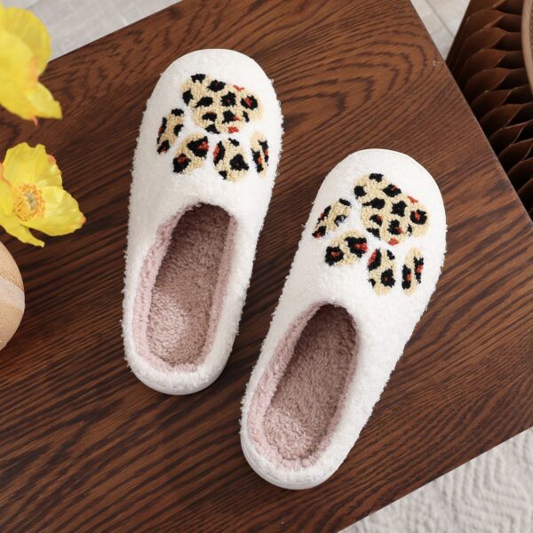 Cartoon Leopard Print Cat’s Paw Cotton Slippers