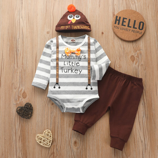 Children’s Thanksgiving Turkey Fur Ball Cotton Three-piece Set