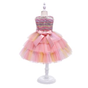 Children’s Colorful Puffy Yarn Cake Dress