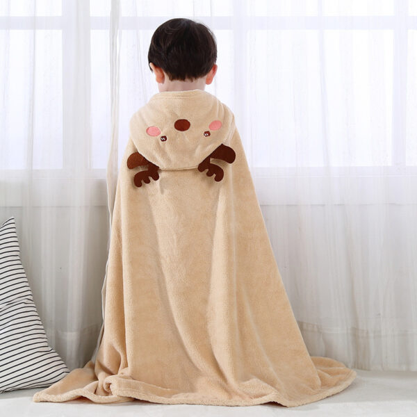 Children’s Bath Towel Cape Quick-drying Coral Fleece Hood Bathrobe