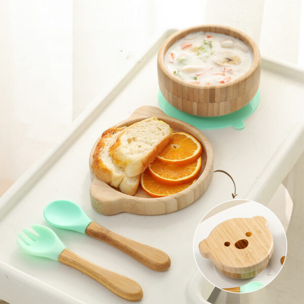 Baby Bamboo And Wood Supplementary Food Bowl Training Meal